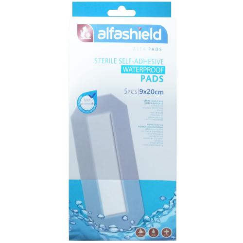 AlfaShield Sterile Self-Adhesive Waterproof Pads Αποστειρωμένα Αδιάβροχα Αυτοκόλλητα Επιθέματα 5 Τεμάχια - 9x20cm